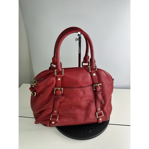 Michael Kors Bedford Large Red Leather Satchel/Bowling Bag - Picture 7 of 10